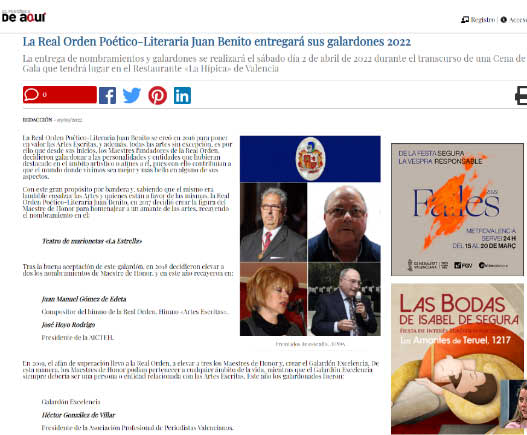 El Periódico de Aquí anuncia la Cena de Gala 2022